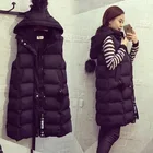 Жилет женский осенне-зимний, новая Корейская версия, Женская облегающая куртка большого размера, средний и длинный пуховик из хлопка, куртка из хлопка