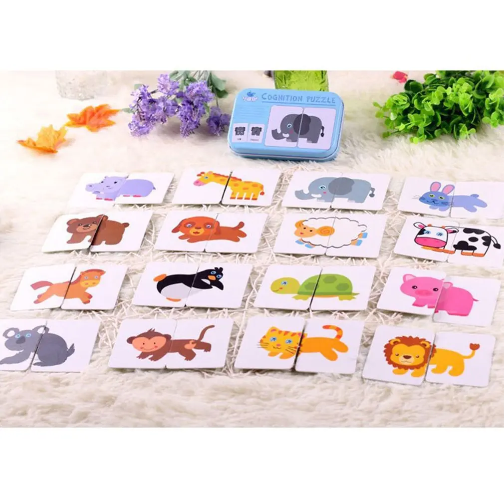 Baby Montessori Learning Card Children Cognitive Card With Iron Box Kids English Educativos Tools Table Game Puzzle