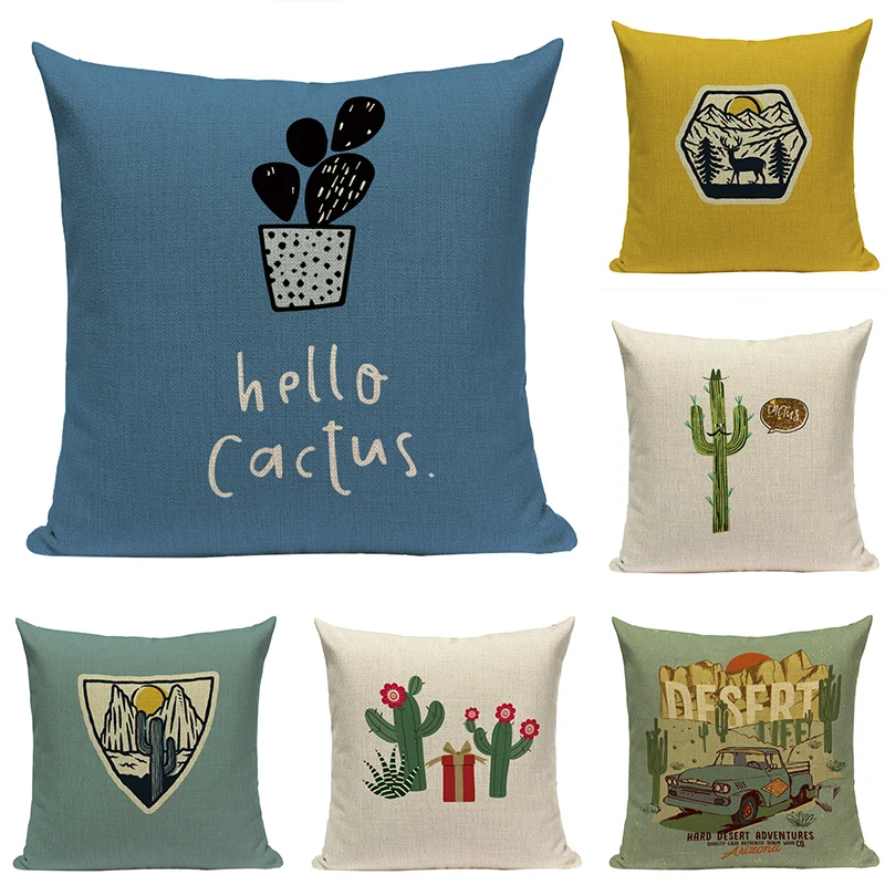 

Decorative Cushion Cover Desert Decor Pillows Case 45cm*45cm Llama Cactus Pillow Covers Floral Scenery Throw Pillow Covers