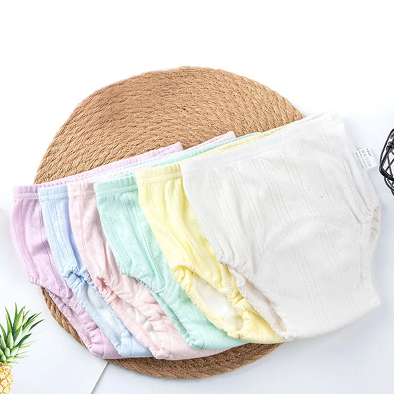 Pa&ntilde;ales reutilizables de tela para beb&eacute;, bragas transpirables, pantalones de entrenamiento de algod&oacute;n impermeables, Color puro-1