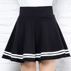 Летние женские юбки, новинка 2021, Корейская полосатая трапециевидная мини-юбка, женская школьная Милая плиссированная юбка с молнией
