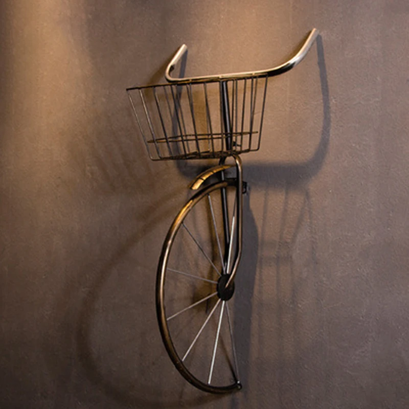 

Retro Cycle Decor with Basket Wall Mounted Design Durable Long Lasting Easy to Operate for Home Coffee TS2