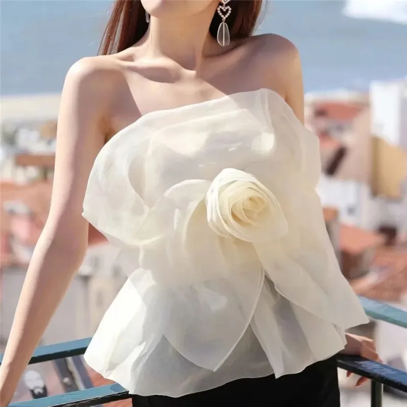 Топ BLSQR женский прозрачный из газовой ткани пикантная короткая рубашка без