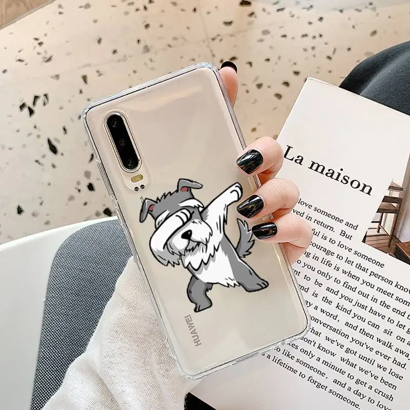 

Cartoon schnauzer dog Phone Cases Transparent for Samsung A71 S9 10 20 HUAWEI p30 40 honor 10i 8x xiaomi note 8 Pro 10t 11