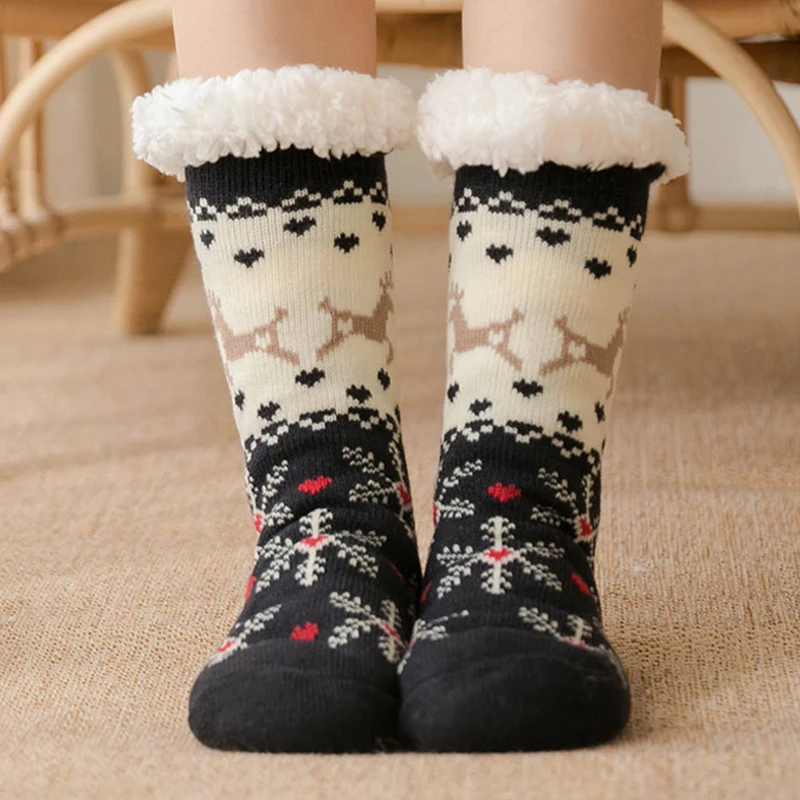 

Women's Slippers Warm Sock with Fur Short Plush Slippers Indoor Cartoon Slippers Home Soft Bedroom Shoes for Woman