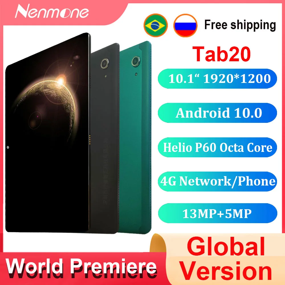 

【Word Premiere】Nenmone Tab20 10.1“ Tablet Android 10 4G Network Tablets PC 1920*1200 Heilo P60 Octa Cores Dual Camera 13MP