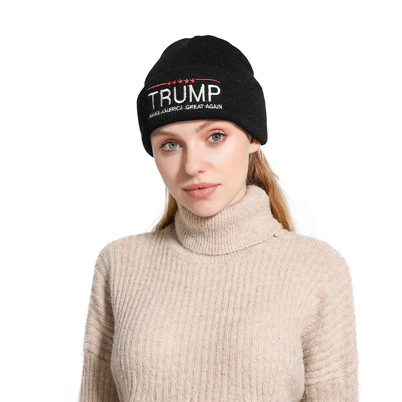 WZCX TRUMP вышивка письмо вязаная теплая шапка Осень Зима Повседневная tide унисекс шапка в стиле хип-хоп шапка для взрослых