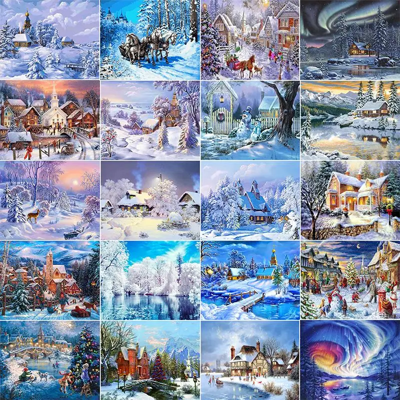 

5D Diamond painting Snow Scenery Full Square/Round Diamond embroidery Cross stitch Full Round Diamond mosaic Christmas present