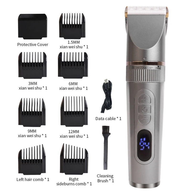 

Electric Hair Cutting LED Intelligent electric quantity and 3 gear display Hair Trimmer Cordless Shaver Barber 0mm for Men