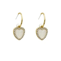 acrylic love heart earrings female 2020 new two ways to wear pearl rhinestone earrings s925 needle jewelry earrings for women