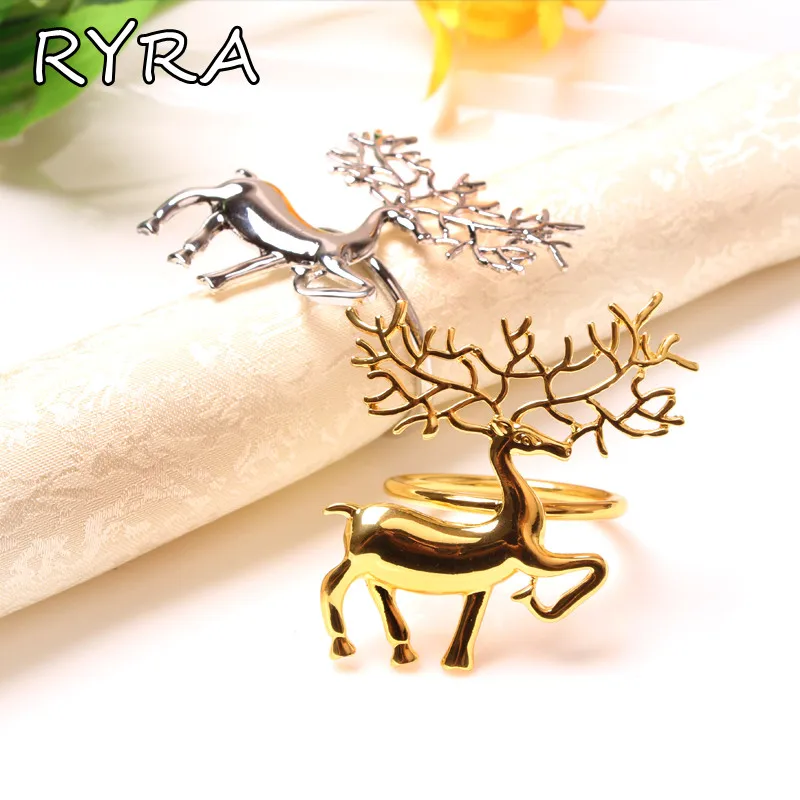 

1/6pcs Christmas Napkin Holder Alloy High-quality Cute Durable Delicate Deer Napkin Ring For Restaurant Christmas Party Dinner