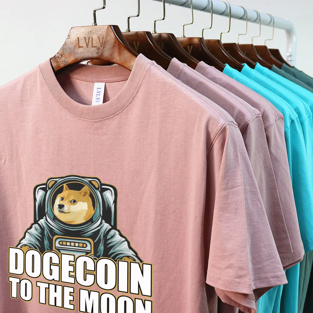 

Новинка, Летняя Повседневная белая футболка Dogecoin из 230 хлопка, 100% г, Мужская Базовая футболка с круглым вырезом и коротким рукавом, мужские ф...
