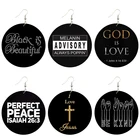 Черные красивые деревянные висячие серьги SOMESOOR с надписью I Love God и христианскими высками