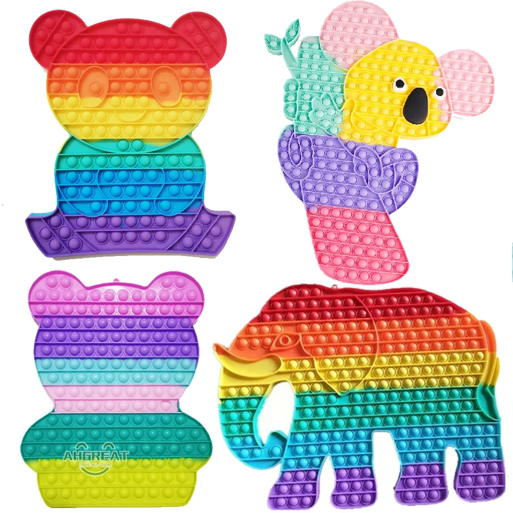 

New Big Animal Pop XXL Bear Colorful Pops Large Game Rainbow Giant Fidget Toy Large Simpl Dimmer for Girls Birthday Gift 30/40CM