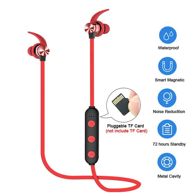 Беспроводные наушники XT22 Bluetooth с магнитной поддержкой TF SD карты стерео бас