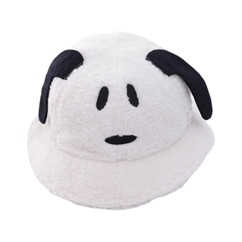 

Lamb Wool Cute Cartoon Baby Plush Warm Puppy Girl Fisherman Hat Bucket Hat Basin Hat Foldable Travel Leisure Fall Winter DXAA