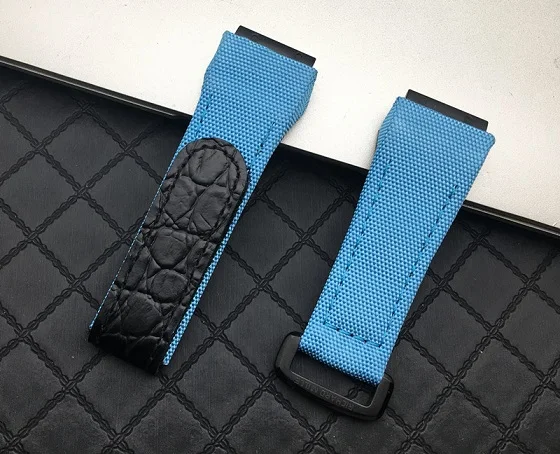 Ремешок мужской из нейлоновой ткани с кожаным ремешком 25 мм | Наручные часы