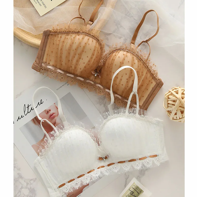 Кружевной бесшовный комплект нижнего белья пуш ап с чашкой 1/2 для девочек