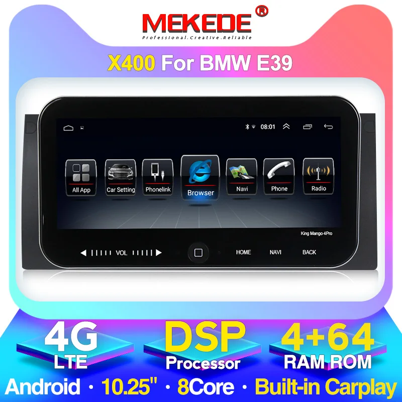 10 25 ''Android 4 + 64G Автомобильный GPS радиоплеер для BMW E39 мультимедийная видеокамера