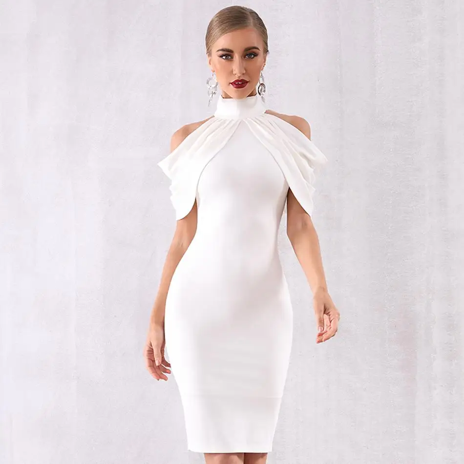 Женское вечернее платье в стиле знаменитостей Летнее белое с коротким рукавом и