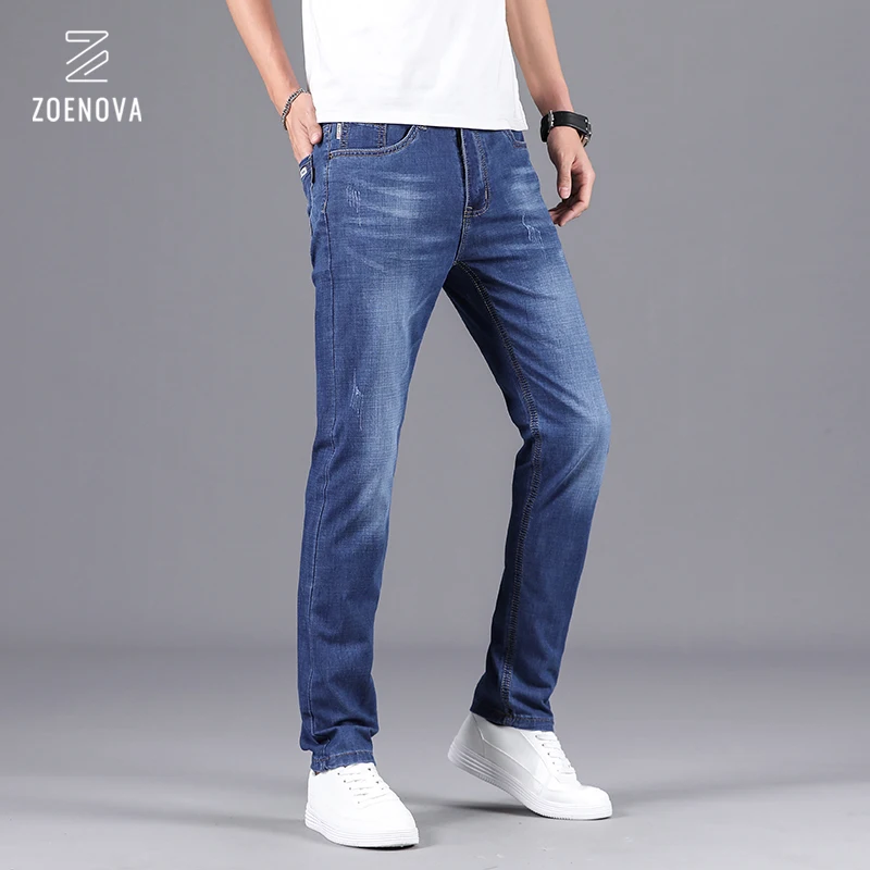 

High Quality Jean Homme Cotton Stretch Men's Straight Regular Summer Thin Jeans Blue Spring Summer Men Jeans Loose Fit Mens