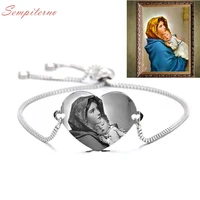engrave photo bracelet customized bracelets stainless steel engrave adjustable bangles for mother id tag memory gift
