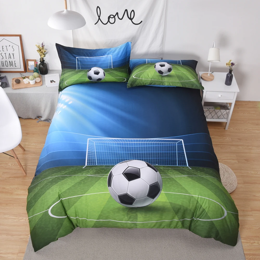 

Hot Sale !Football 3D Bedding Sets with white blue black Duvet/quilt Cover Pillow Case Twin full Queen king size Home textile