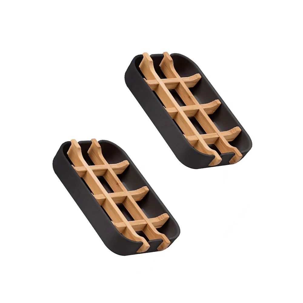 

2Pcs Soap Box Bamboo Drain Soap Dish Detachable Bathroom Soap Tray Holder
