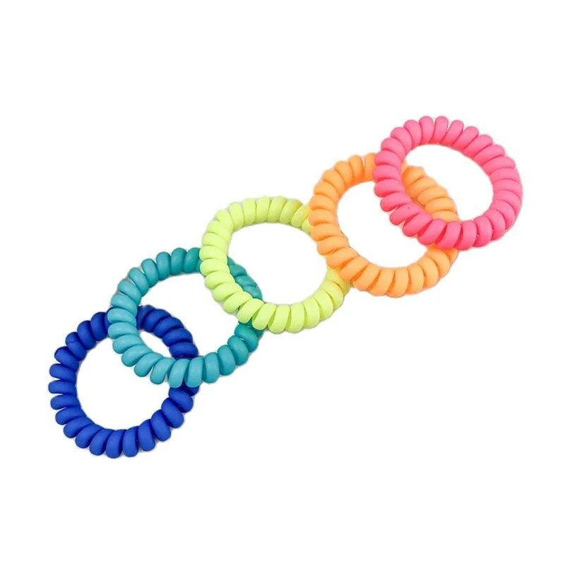 

3Pcs/lot Telephone Wire Elastic Hair Bands Women Matte Frosted Colorful Girls Telephone Wire Elastic Rope Tie Accessories