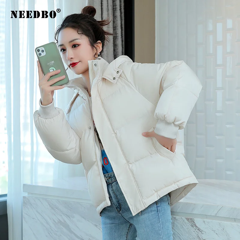 NEEDBO Winter Jacket Women 2020 Plus Size Loose Casual Woman Winter Coats and Puffer Jackets Padded Stand Collar Parka Outwear