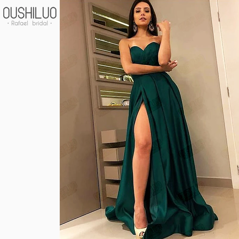 Элегантное Вечернее Платье Изумрудное длинное официальное платье с разрезом