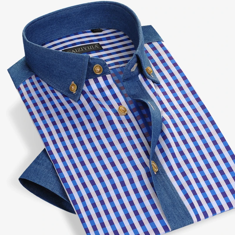 

New Summer Style Men Plaid Shirt Cotton Short Sleeve Dress Shirt Casual Slim Fit Famous Brand Fashion Plus Size High Quality