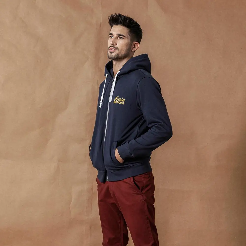 Мужская толстовка с капюшоном SIMWOOD брендовое худи на молнии осенняя вышивкой