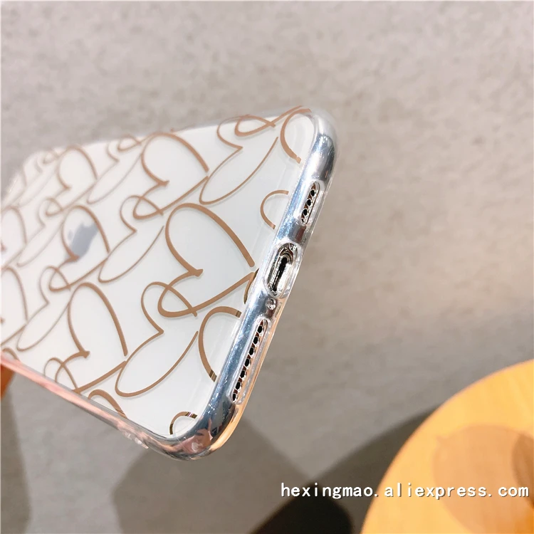 Роскошный золотой чехол для телефона с сердечком iphone 11promax XR XSMAX 6 7 8 Plus роскошный