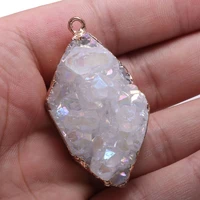 natural section white agats necklace pendants irregular rhombus agats pendants for jewelry making diy necklace size 30x50mm