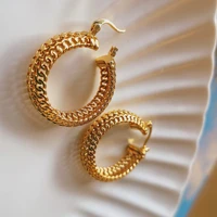 women gold plated earrings hoop woven mesh shape entry lux jewelry