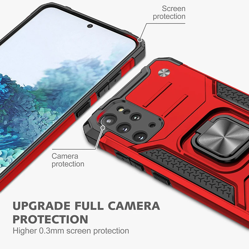 

Precision Hole Phone Case For Samsung Galaxy S20 Plus S11 Armor Ring Stand Car Holder Cover Coque