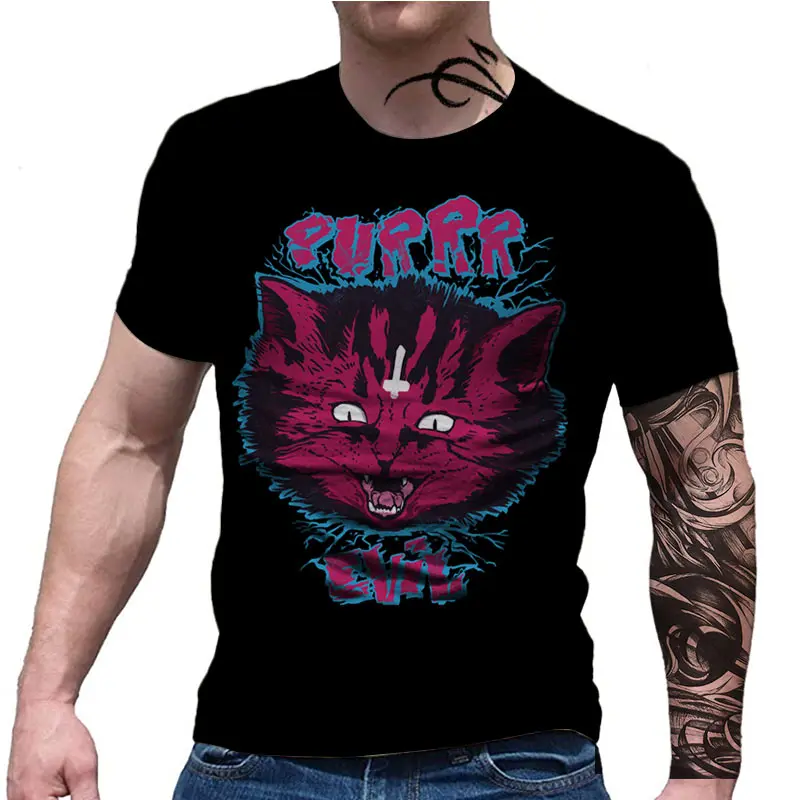 

Футболка Мужская/женская с 3D-принтом кошки, милая Повседневная рубашка в стиле Харадзюку, модная с коротким рукавом и круглым вырезом, на ле...