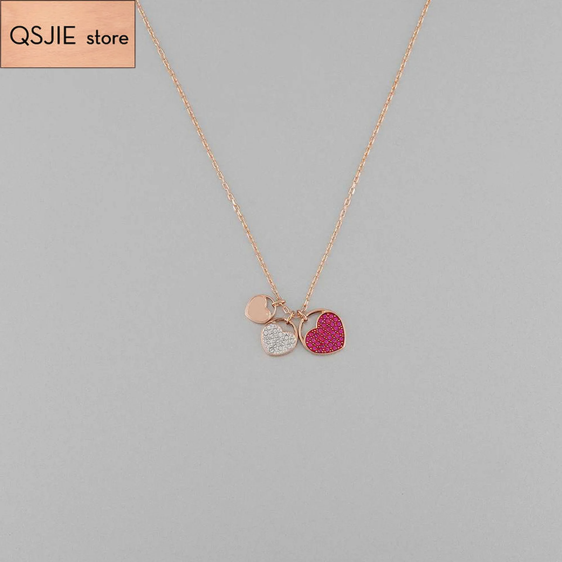 

High Quality SWA Classic Graduation Heart Constellation Pendant Sagittarius Pink Necklace Charm Fashion Jewelry