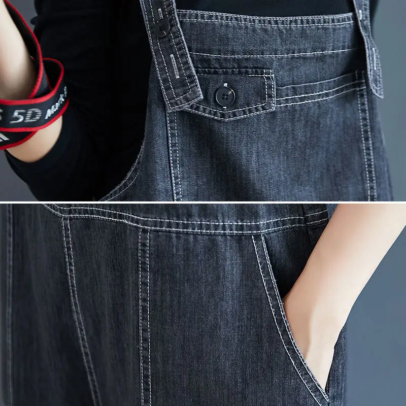 

Denim Suspenders Women's Literature And Art Age Reduction Summer Autumn 2021 New Large Fat Mm Loose Foreign Style Lantern