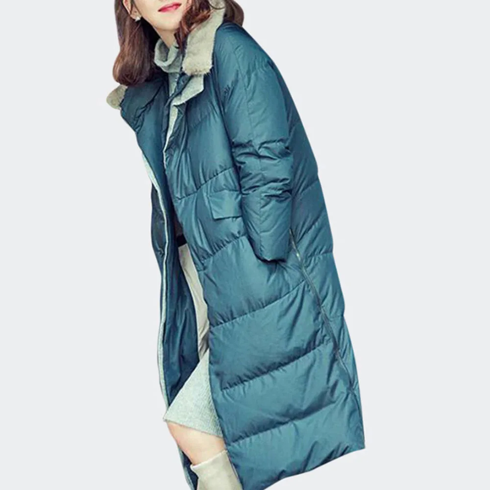 Женские Длинные Куртки с хлопковой подкладкой свободные пуховики больших