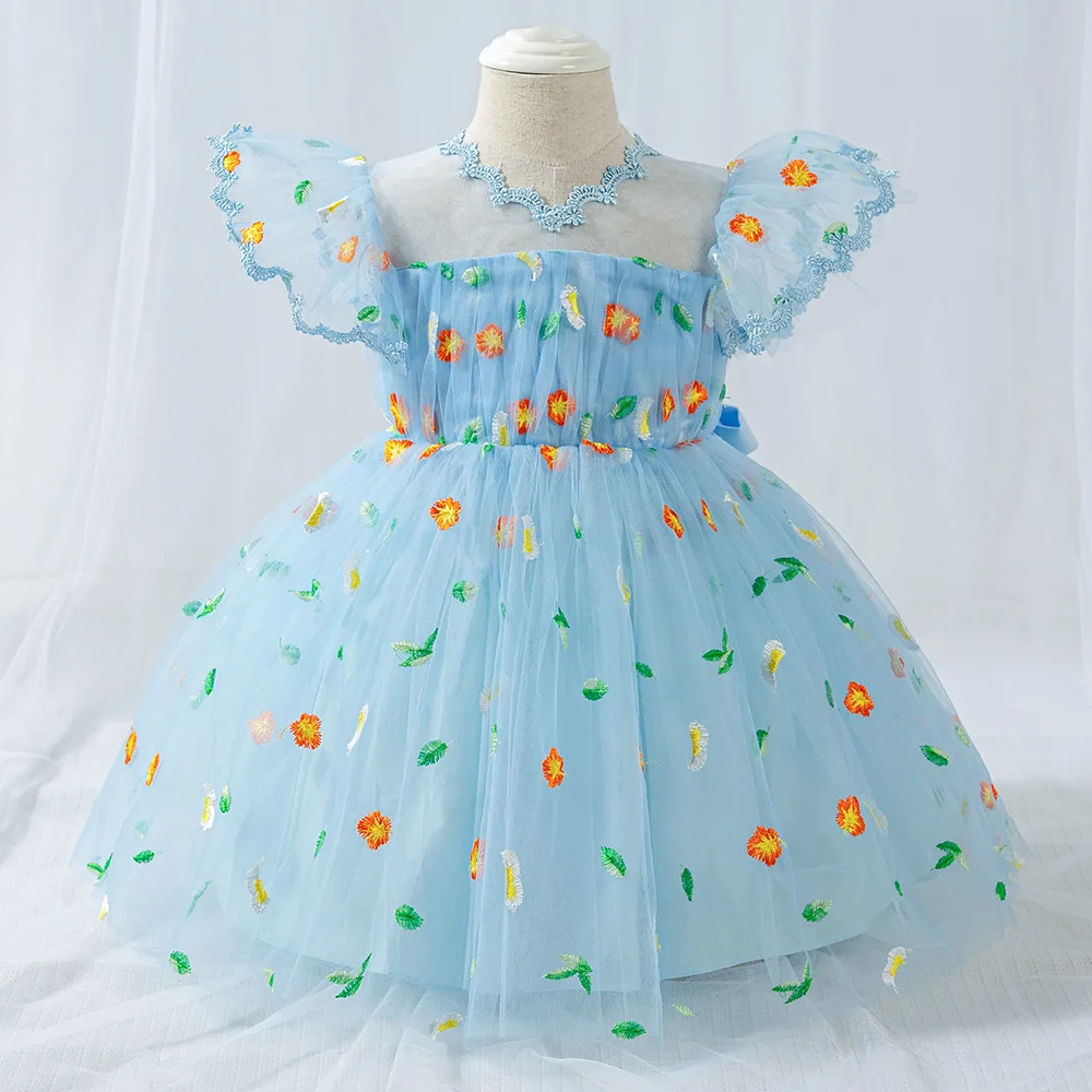 

2021 детское свадебное платье с рисунком для новорожденных и маленьких девочек, платье принцессы, Одежда для новорожденных