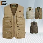 Мужской жилет с несколькими карманами, рабочая сетчатая тактическая куртка без рукавов, разгрузочный Однотонный мужской жилет, фотограф, уличный рыболовный жилет для мужчин