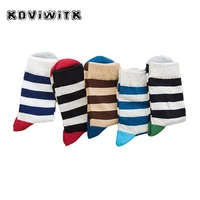 5 pair rainbow stripe for mens casual socks fashion cotton winter high long sock black harajuku plus size funny boys men art sox