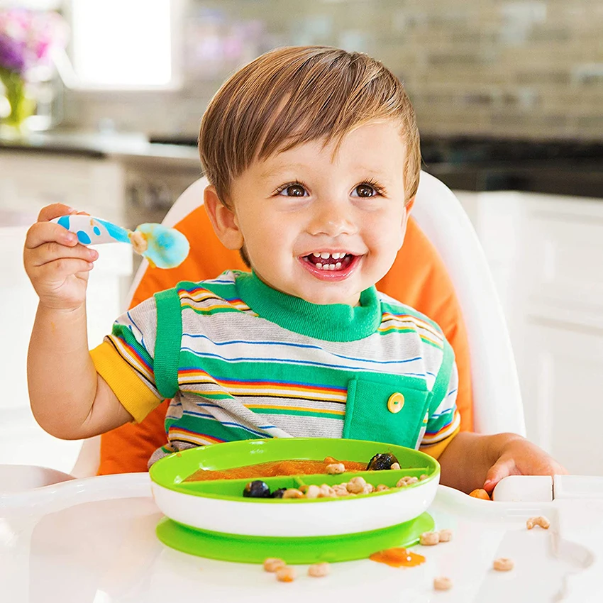 

Baby Thermometer Spoon Feeding with Storage Box Non-Slip Children Training Spoon Food Grade Silicone Cute Kids Feeding Tableware