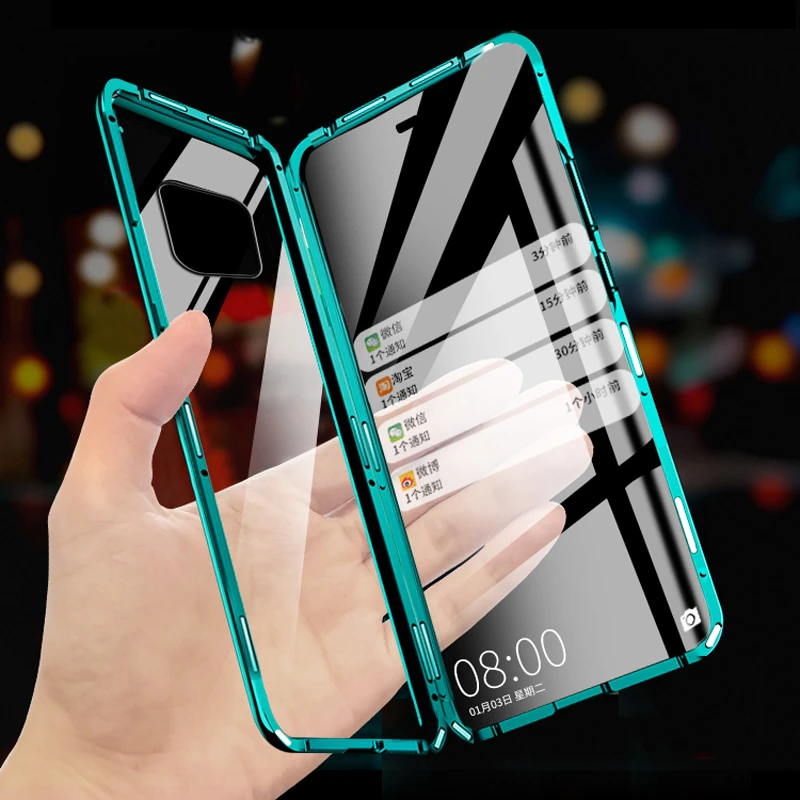 Роскошный металлический чехол с магнитным стеклом для huawei mate 20 Pro, чехол-Броня 360, защитная задняя крышка для всего тела, чехол для huawei mate 20Pro