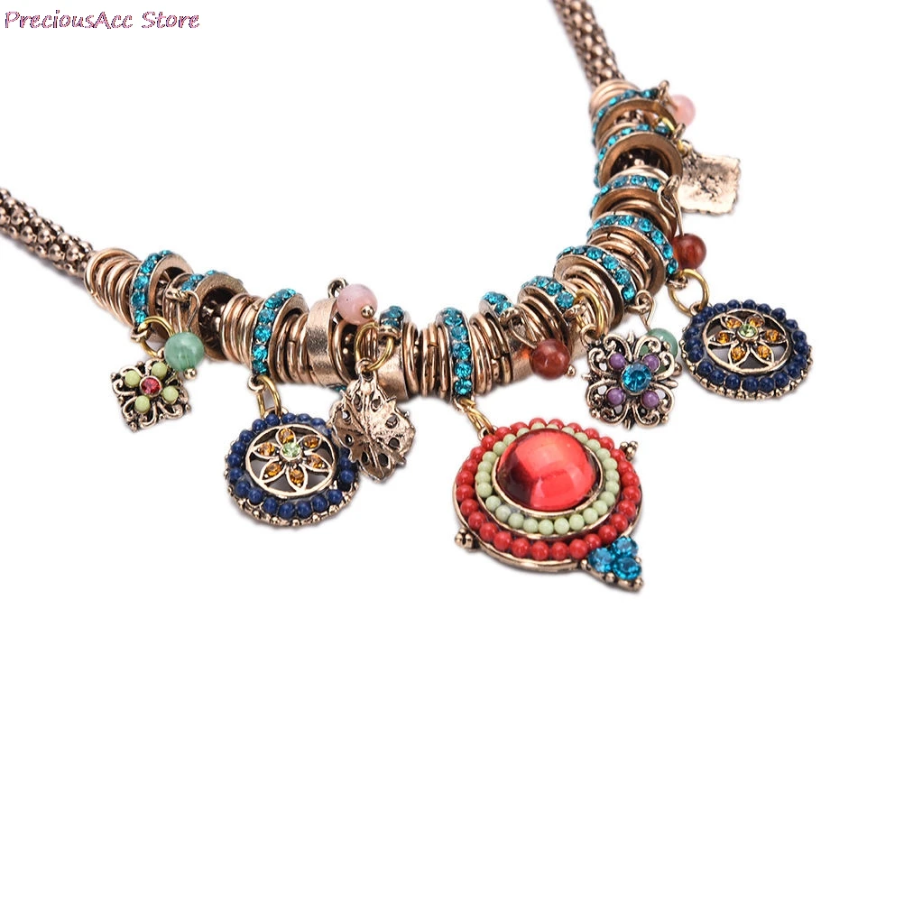 Bohemian Maxi Choker Statement Necklace Women Vintage Collar Collier Colorful Boho Crystal Turkey Jewelry | Украшения и