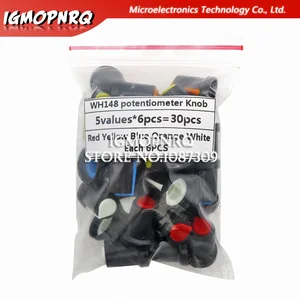 5 значение * 6 шт. = 30 шт. WH148 колпачок потенциометра (медный сердечник) 15x17мм AG2 Желтый Оранжевый Синий Белый Красный