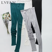 new double sided knitted silk pure silk breathable elastic buttock leggings ankle length pants pencil pants lvfan k039