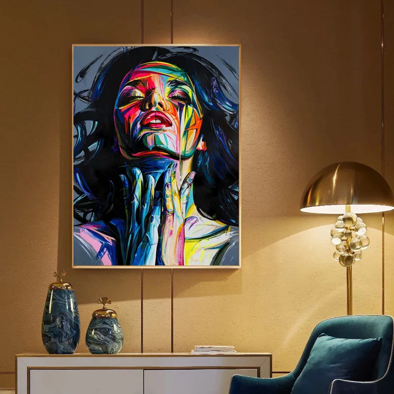 Уличные абстрактные граффити искусство медитация девушка холст картина